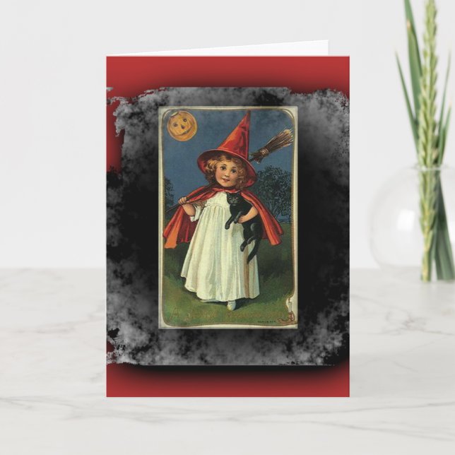 Carte Vintage Young Halloween Witch (Devant)