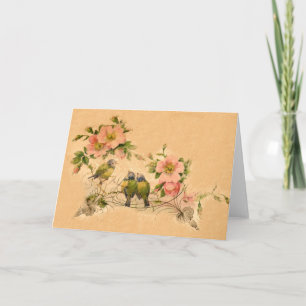 Carte Vintages amis - Floral & Birds Card