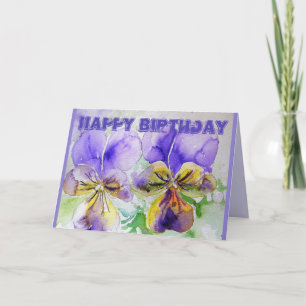 Carte Viole d'aquarelle violet Pansy