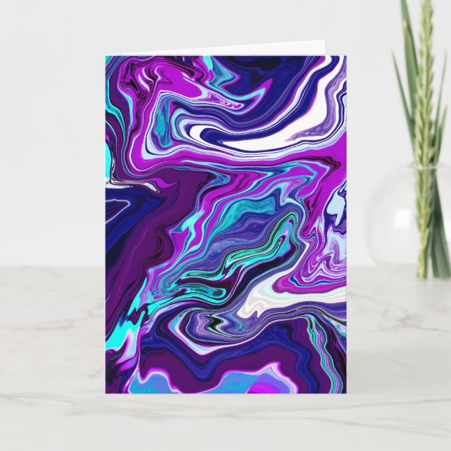 Carte Violet, bleu et Turquoise Abstrait | Penser à vous (Devant)