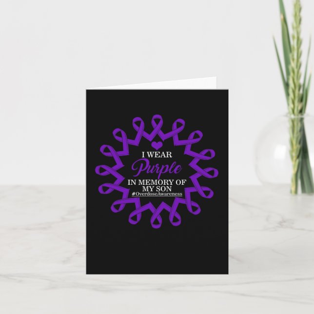Carte Violet En Mémoire De Mon Fils Ruban De Sensibilisa (Devant)