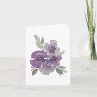Carte Violet lavande violet fleurs vert feuille blanc