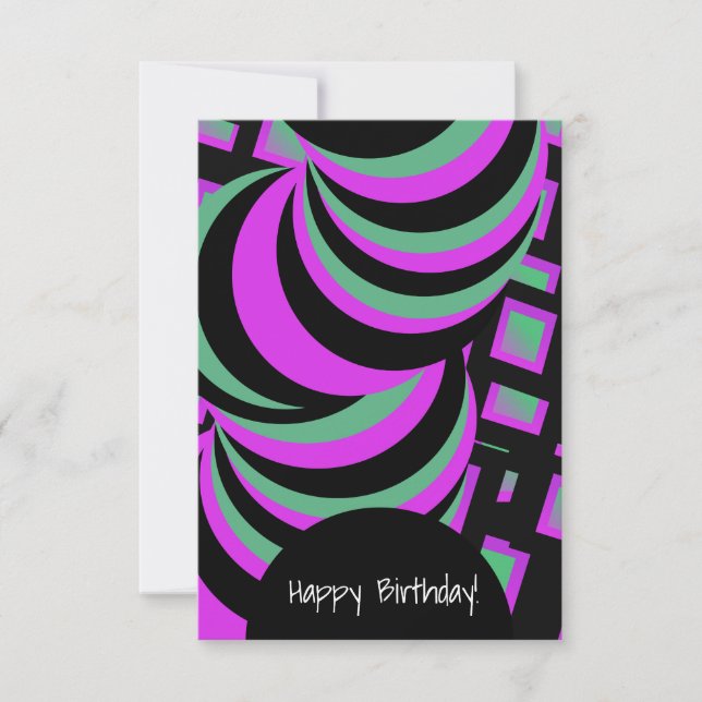 Carte Violet Vert Hypnotique Joyeux Anniversaire Toute O (Devant)