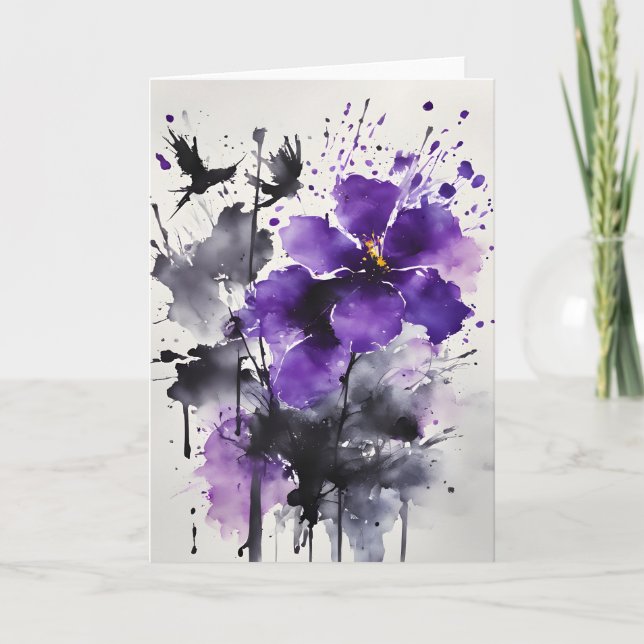 Carte Violetta - Fleurs aquarelle (Devant)