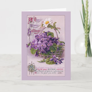 Carte Violettes dans l'anniversaire de cru de panier