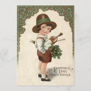Carte Violon Shamrock de fille St Patrick's Day