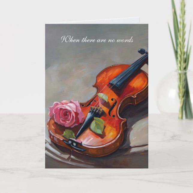 Carte Violon sympathique avec rose rose (Devant)