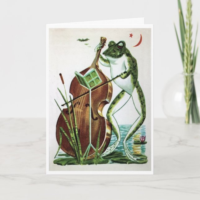 Carte Violoncelle de grenouille, musique, jouer sur, car (Devant)