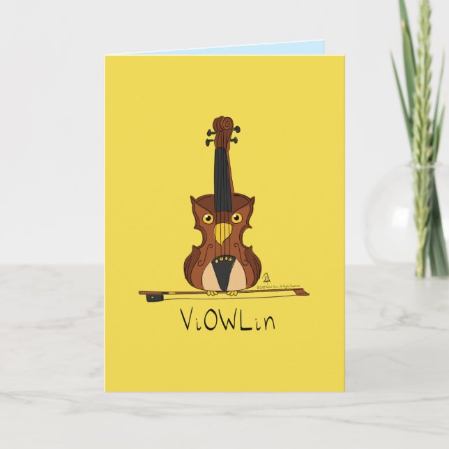 Carte ViOWLin Funny Violin Owl Music Greeting Card (Devant)