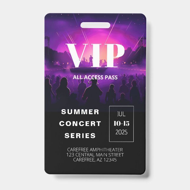 Carte VIP Code QR Badge de concert (Avant)