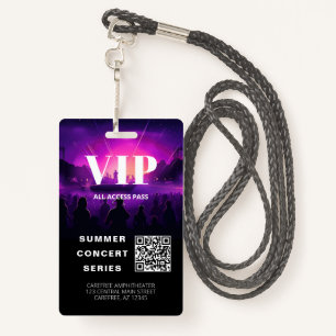 Carte VIP Code QR Badge de concert
