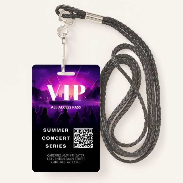 Carte VIP Code QR Badge de concert (Derrière avec lanière)