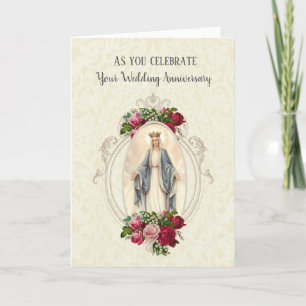 CARTE VIRGIN MARY  ANNIVERSAIRE MARIAGE  ROSES ROUGES