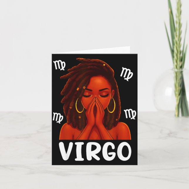 Carte Virgo Loc'd Black Woman Pray Christian Zodiac Birt (Devant)