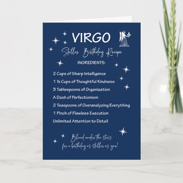Carte Virgo Zodiac Stellar Recette d'anniversaire (Devant)