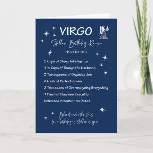 Carte Virgo Zodiac Stellar Recette d'anniversaire
