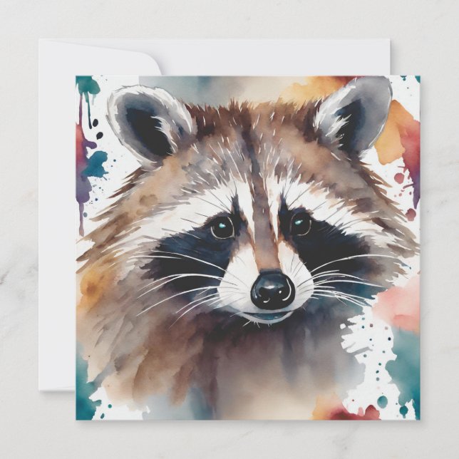 Carte Visage Abstrait du Raccoon aquarelle (Devant)