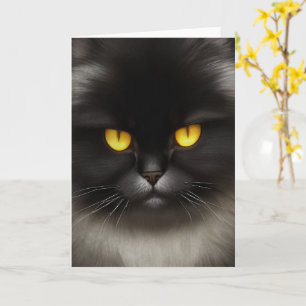 Carte Visage de chat persan noir, en colère et mignon