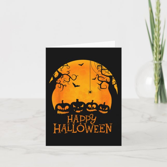 Carte Visage de citrouille Jack O Lantern Joyeux Hallowe (Devant)