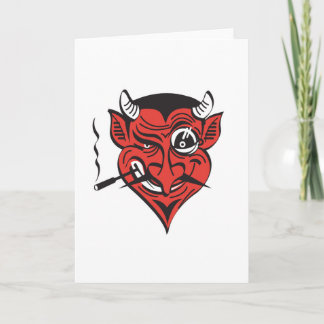 Carte visage de diable rétro-fumeur