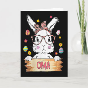 Carte Visage de lapin mignon femme Impression léopard Gl