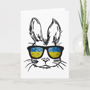 Carte Visage de lapin mignon portant des lunettes Drapea