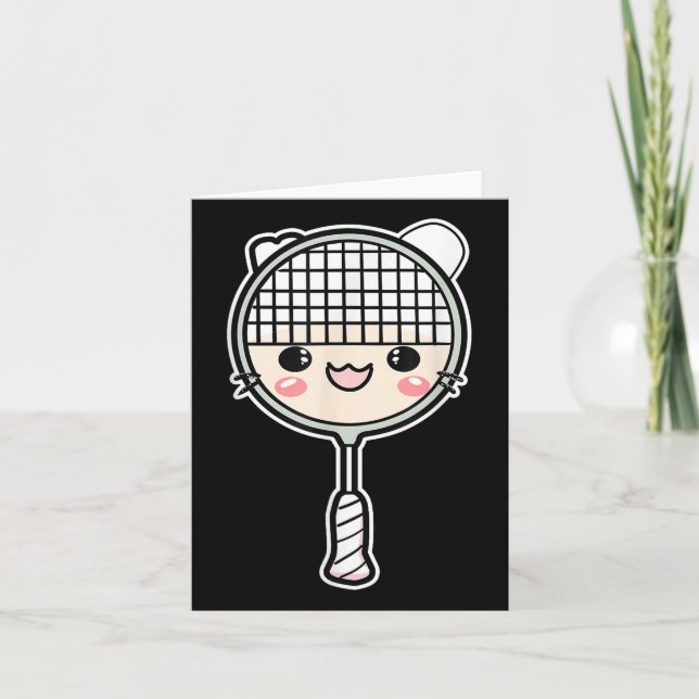 Carte Visage de raquette de badminton en dessin animé Jo (Devant)