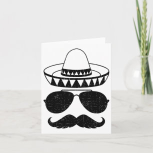 Carte Visage de sombrero drôle avec moustache pour Cinc 