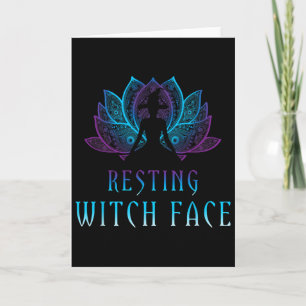 Carte Visage de sorcière au repos Lotus Halloween drôle