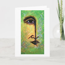 Visage fragmenté vert et jaune par Hassan Wahba