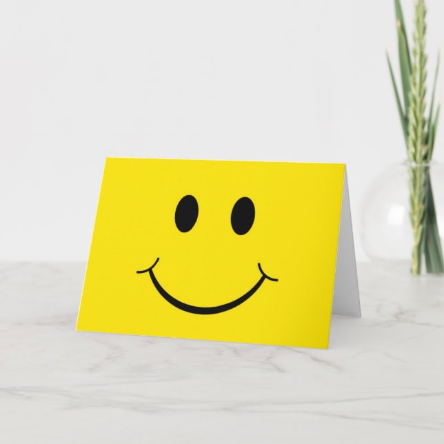 Carte Visage Jaune Heureux Classique des Années 70 (Devant)