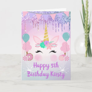 Carte Visage Licorne Arc-en-Ciel & Anniversaire de Frian