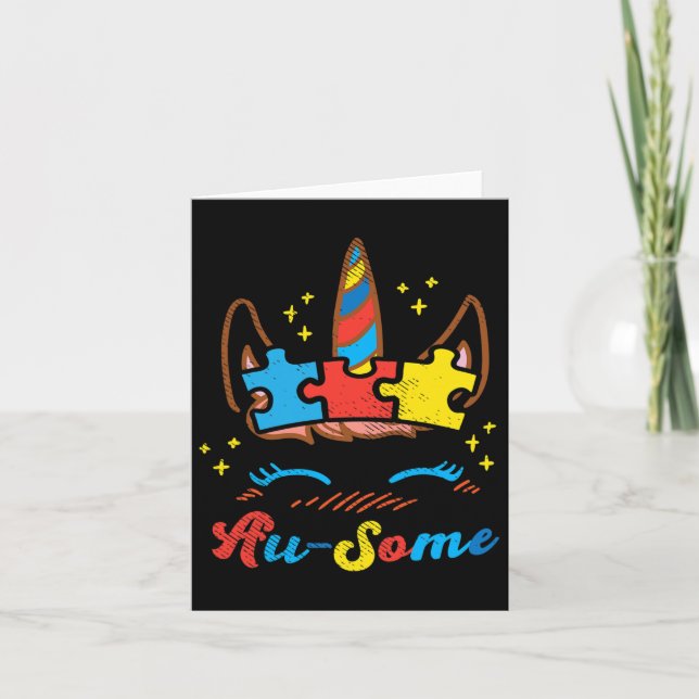 Carte Visage Licorne Ausome Puzzle Autism Awareness Asl  (Devant)