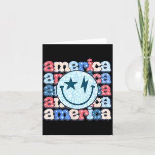 Carte Visage Souriant Américain Groovy Patriotique 4 Jui