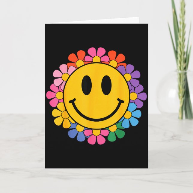 Carte Visage Sourire Fleur Retro Heureux Esthétique Prép (Devant)