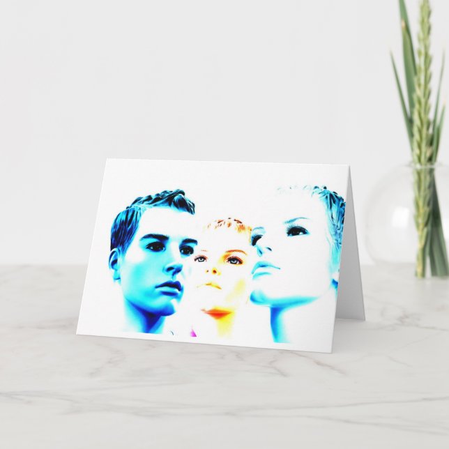 Carte Visages cool (trois amis), design minimaliste (Devant)