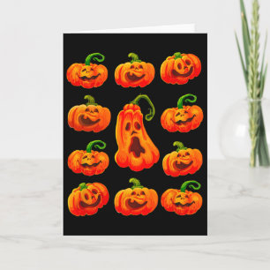 Carte Visages de citrouille d'Halloween drôles et amusan