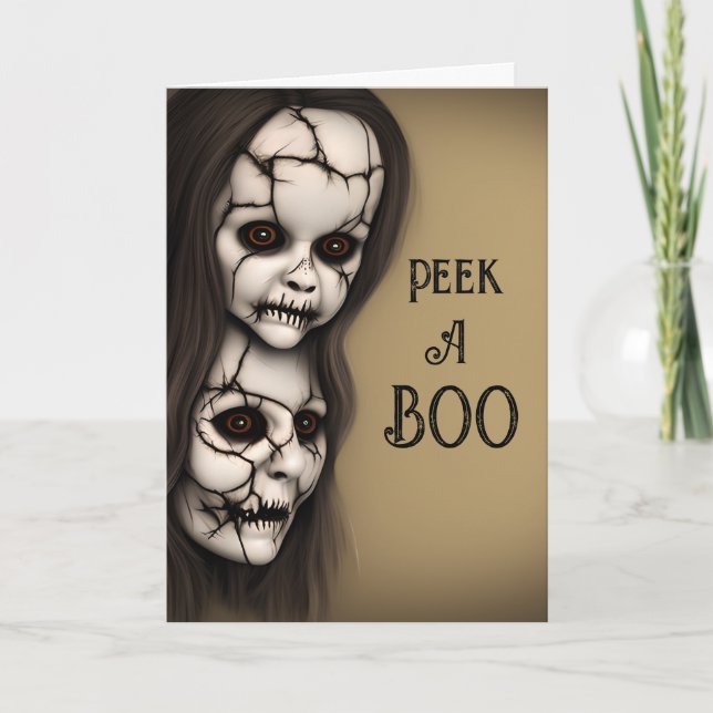 Carte Visages effrayants Peek-a-Boo Halloween (Devant)