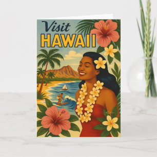 Carte Visite Hawaii Tourisme Art Mid Century
