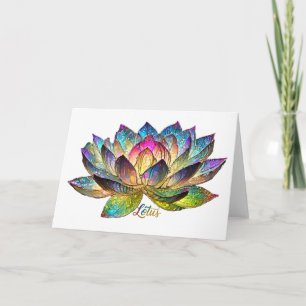 Carte Vitre Coloré Fleur de Lotus sur Fond Noir