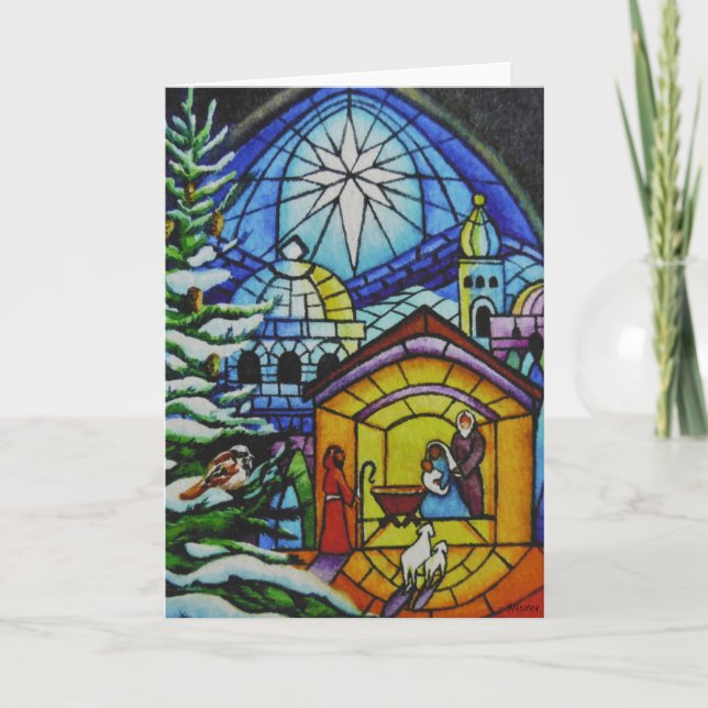 Carte "Vitre de Noël Vitre aquarelle Art (Devant)