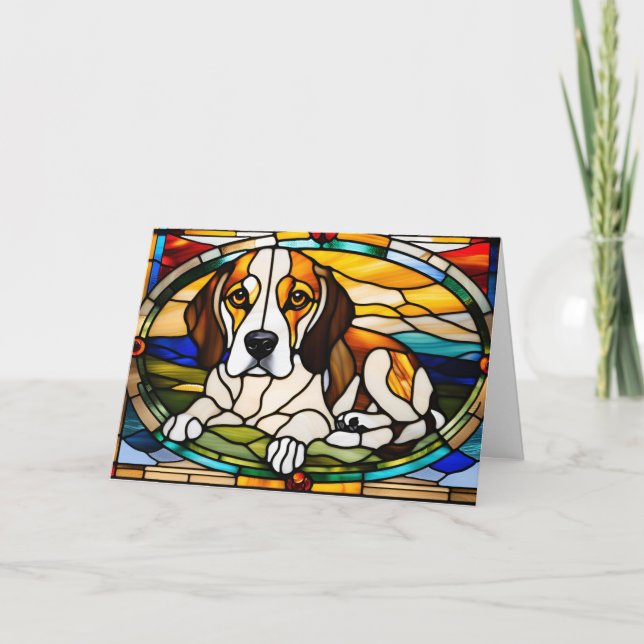 Carte Vitreaux de chien mignon Beagle (Devant)