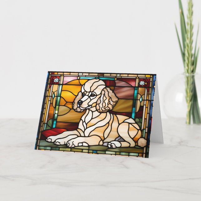 Carte Vitreaux de chiot caniche mignon (Devant)