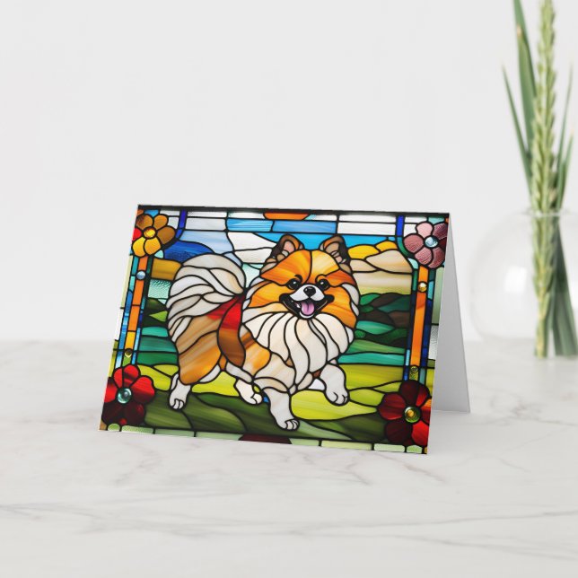 Carte Vitreaux de Pomeranian mignon (Devant)