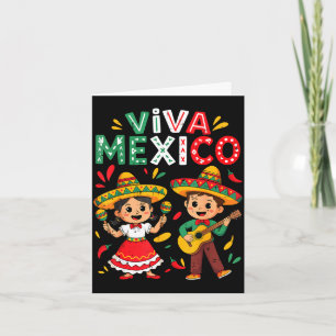 Carte Vive le Mexique garçon fille guitare indépendance 