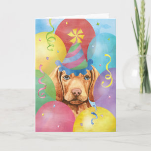 Carte Vizsla Balloons Anniversaire