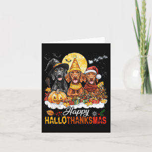 Carte Vizsla Chien Halloween Noël Joyeux Hallothanksma