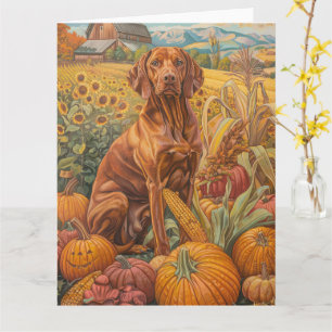 Carte Vizsla Chien Récolte d'Automne Action de Grâce