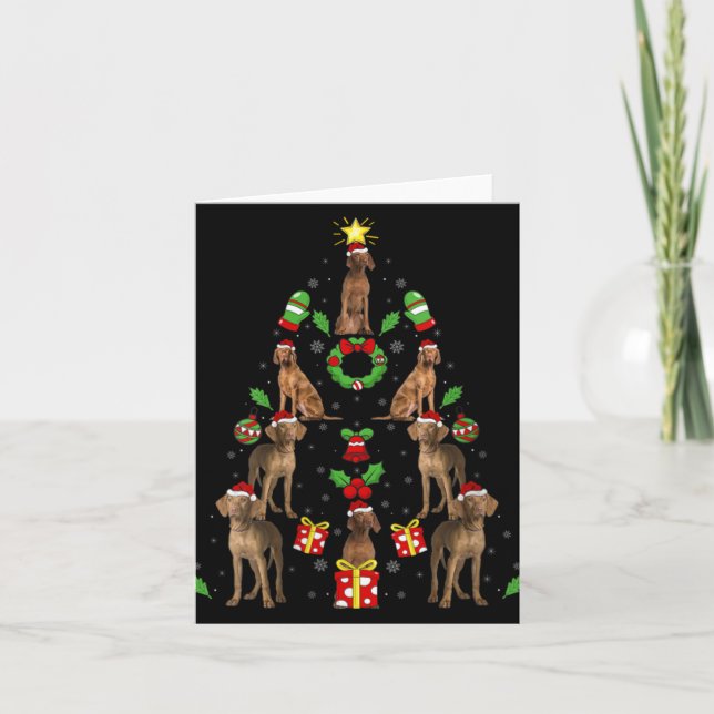 Carte Vizsla Dog Xmas Lighting Tree Vizsla Christmas V N (Devant)