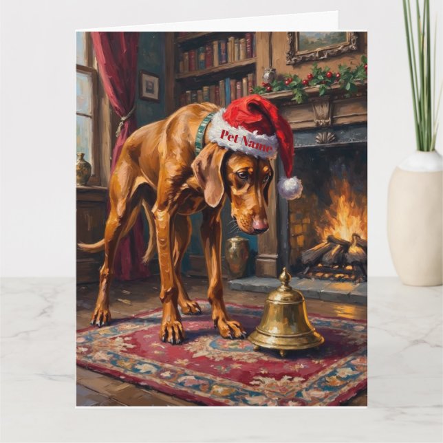 Carte Vizsla Pointer Stance Christmas Bell Hat (Devant)